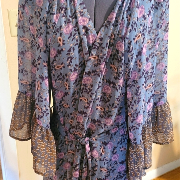 Umgee long boho duster kimono flowy style bell sleeve cardigan size Medium - Picture 5 of 16